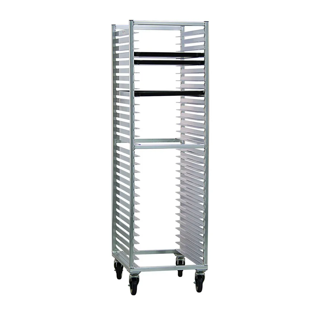 New Age 1330 30 Pan Full Height End Load Aluminum Bun / Sheet Pan Rack with Open Sides