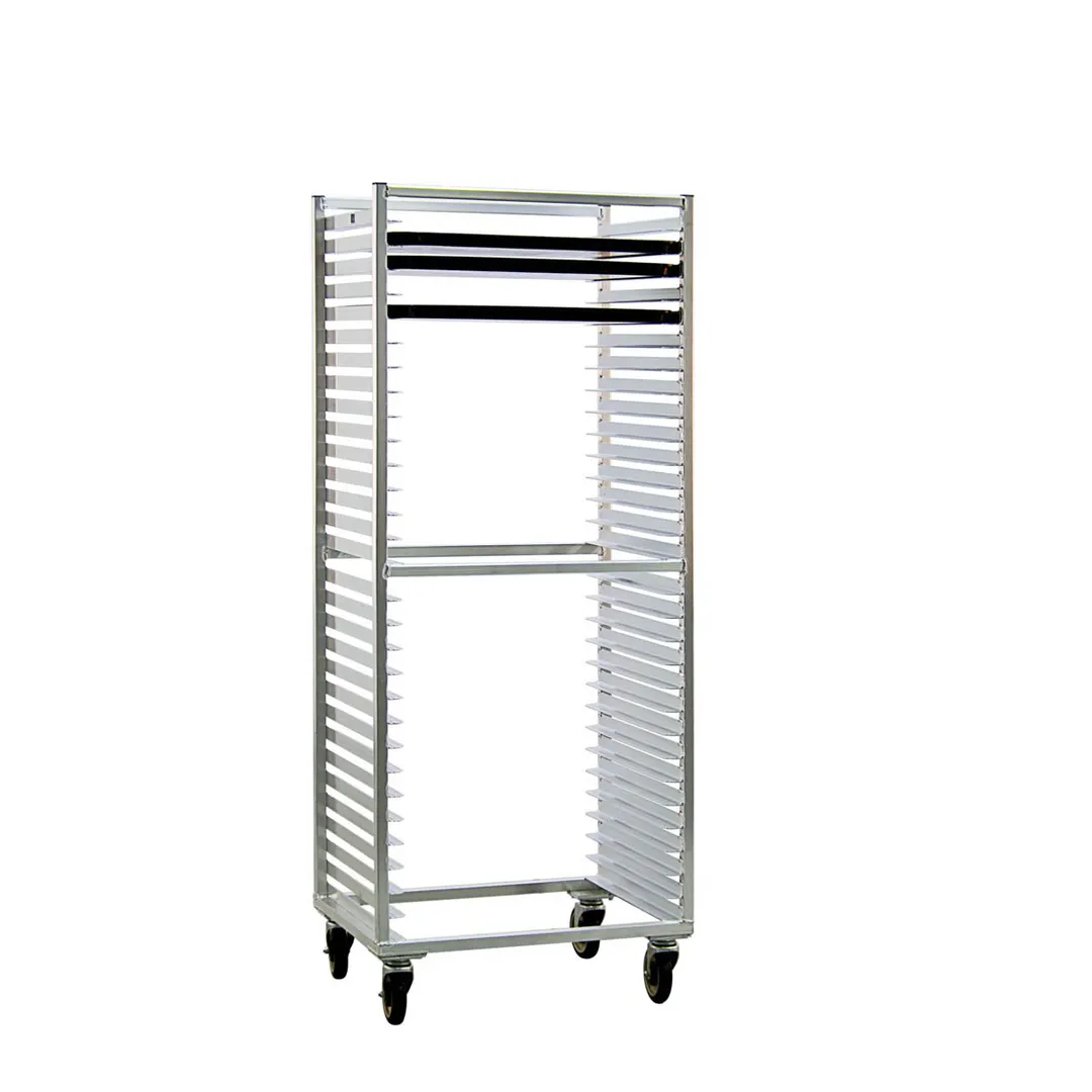 New Age 1330S 30 Pan Mobile Full Height Side Load Aluminum Bun / Sheet Pan Rack 