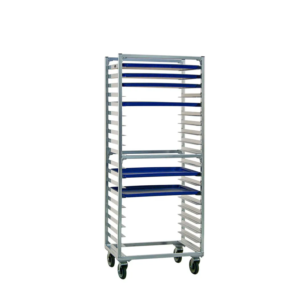 New Age 1331S 20 Pan Mobile Full Height Side Load Aluminum Bun / Sheet Pan Rack 