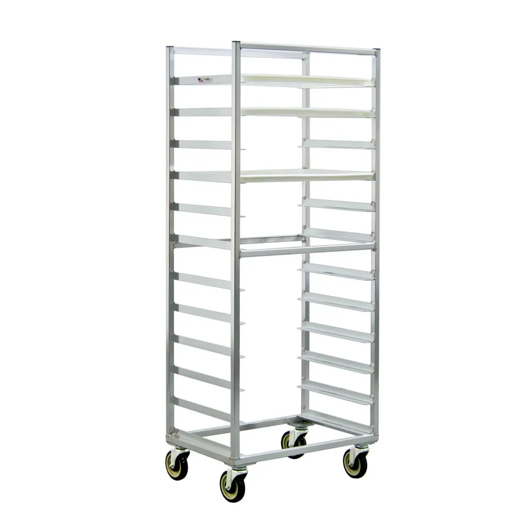 New Age 1333S 12 Pan Mobile Full Height Side Load Aluminum Bun / Sheet Pan Rack 