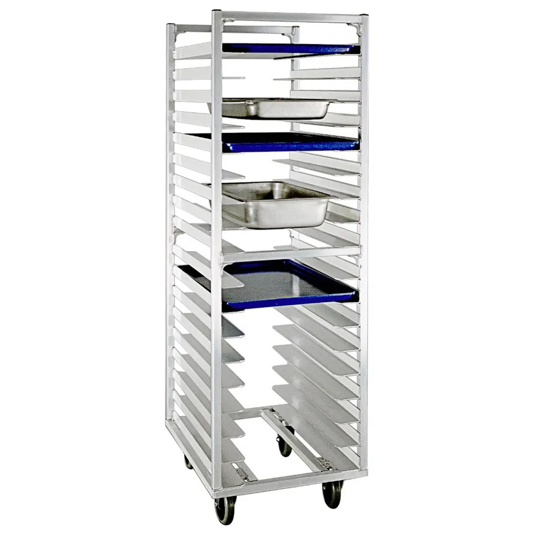 New Age 1335 18 Pan Heavy Duty Aluminum Roll-In Refrigerator/Proofer Rack w/ 3" Bottom Load Slides