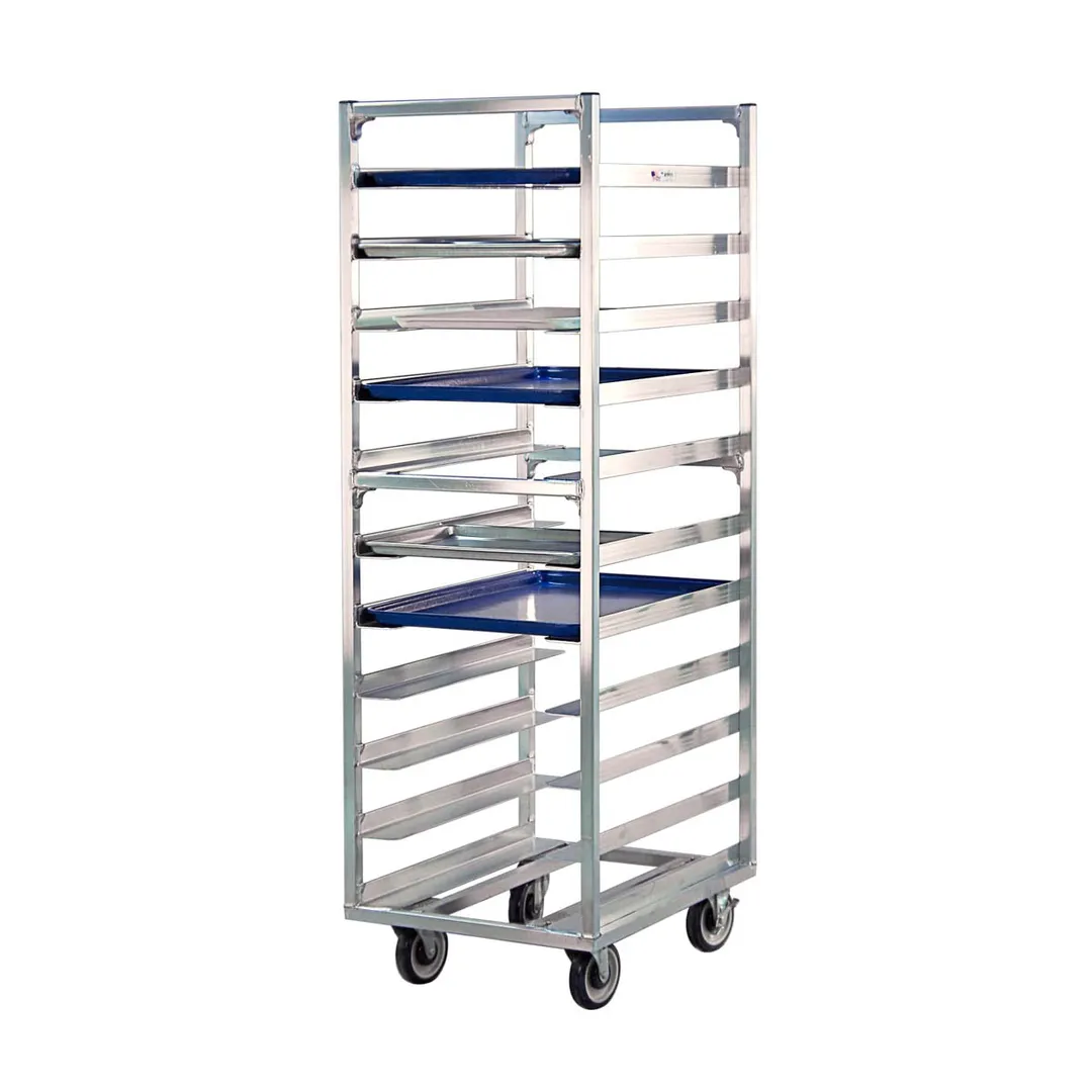 New Age 1336 11 Pan Heavy Duty Aluminum Roll-In Refrigerator/Proofer Rack w/ 5" Bottom Load Slides