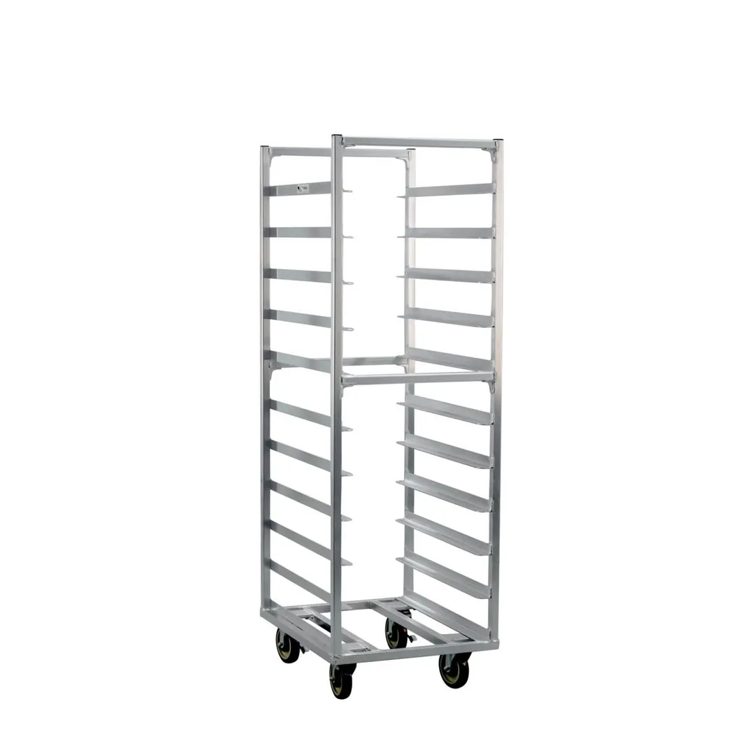 New Age 1337 11 Pan Heavy Duty Aluminum Roll-In Refrigerator/Proofer Rack w/ 5" Bottom Load Slides
