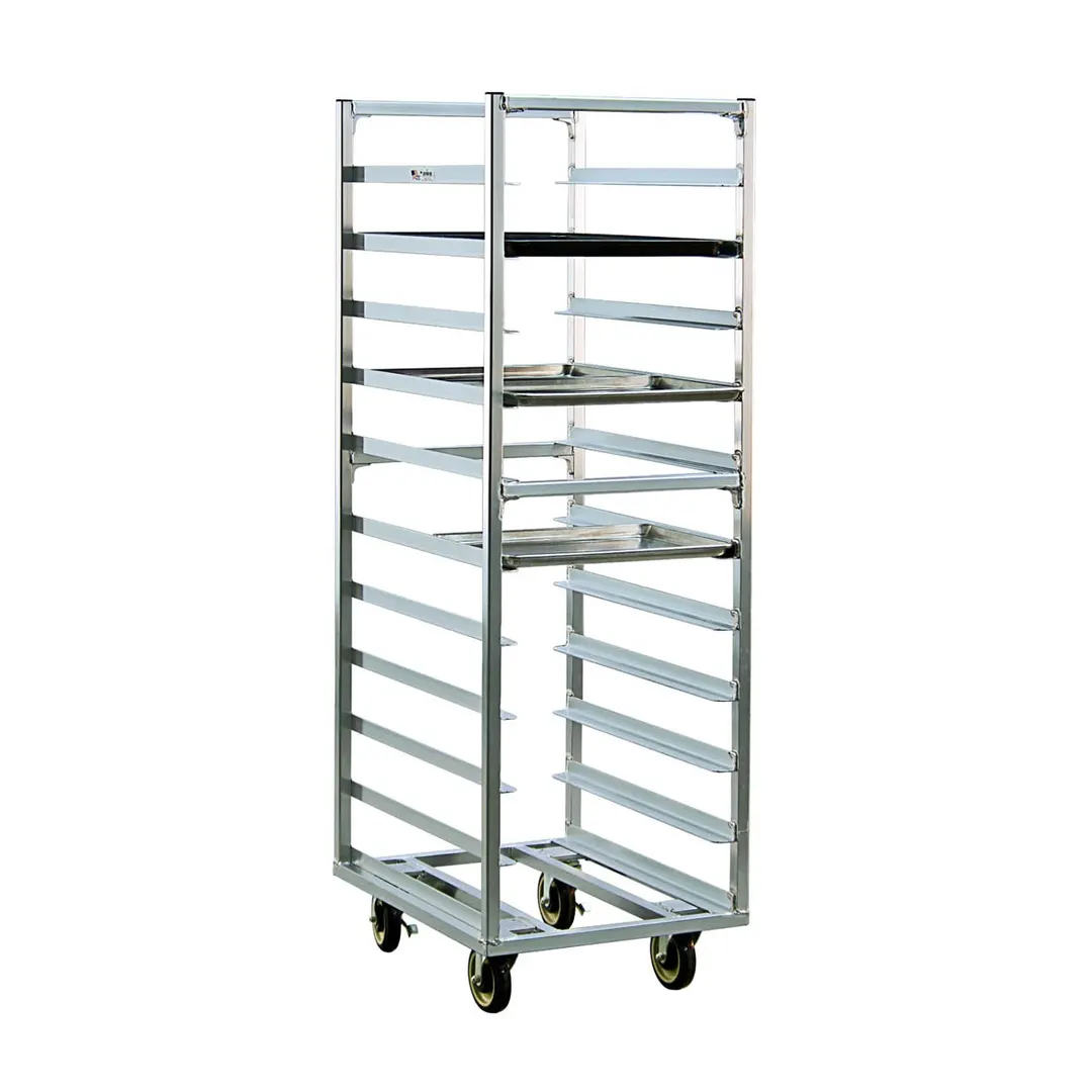 New Age 1337 11 Pan Heavy Duty Aluminum Roll-In Refrigerator/Proofer Rack w/ 5" Bottom Load Slides