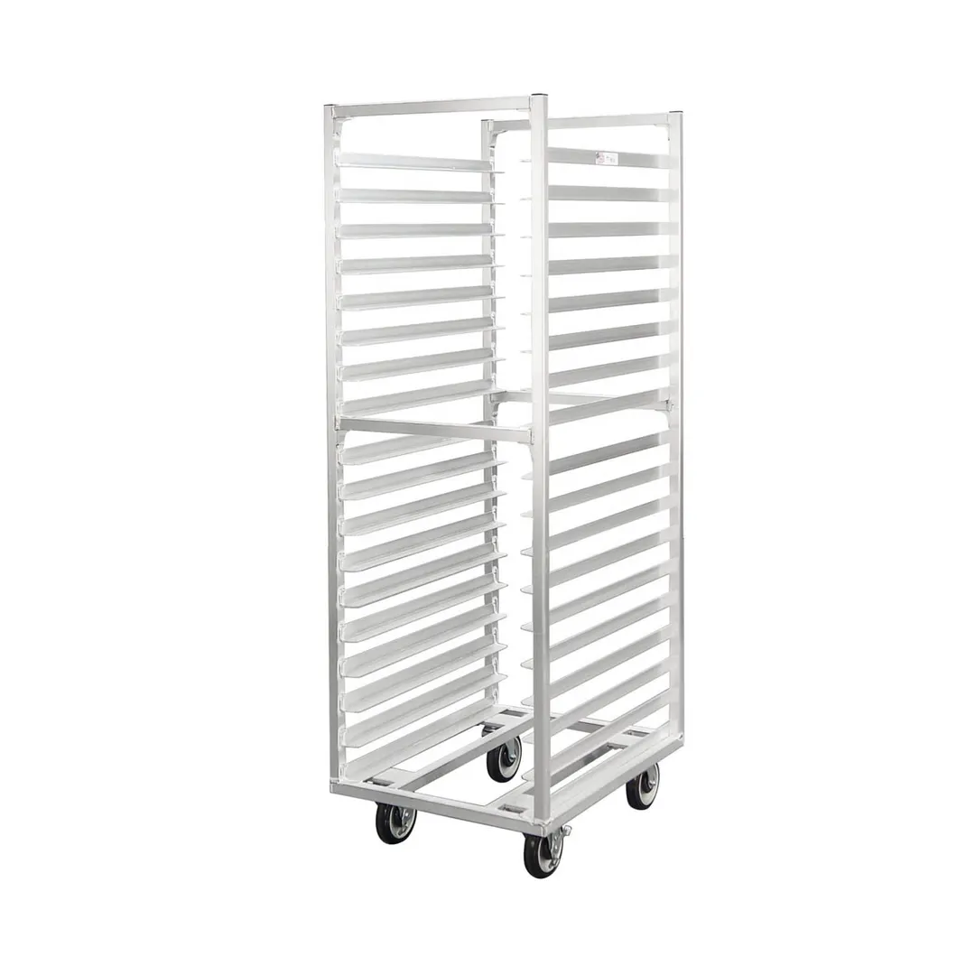 New Age 1338 18 Pan Heavy Duty Aluminum Roll-In Refrigerator/Proofer Rack w/ 3" Bottom Load Slides