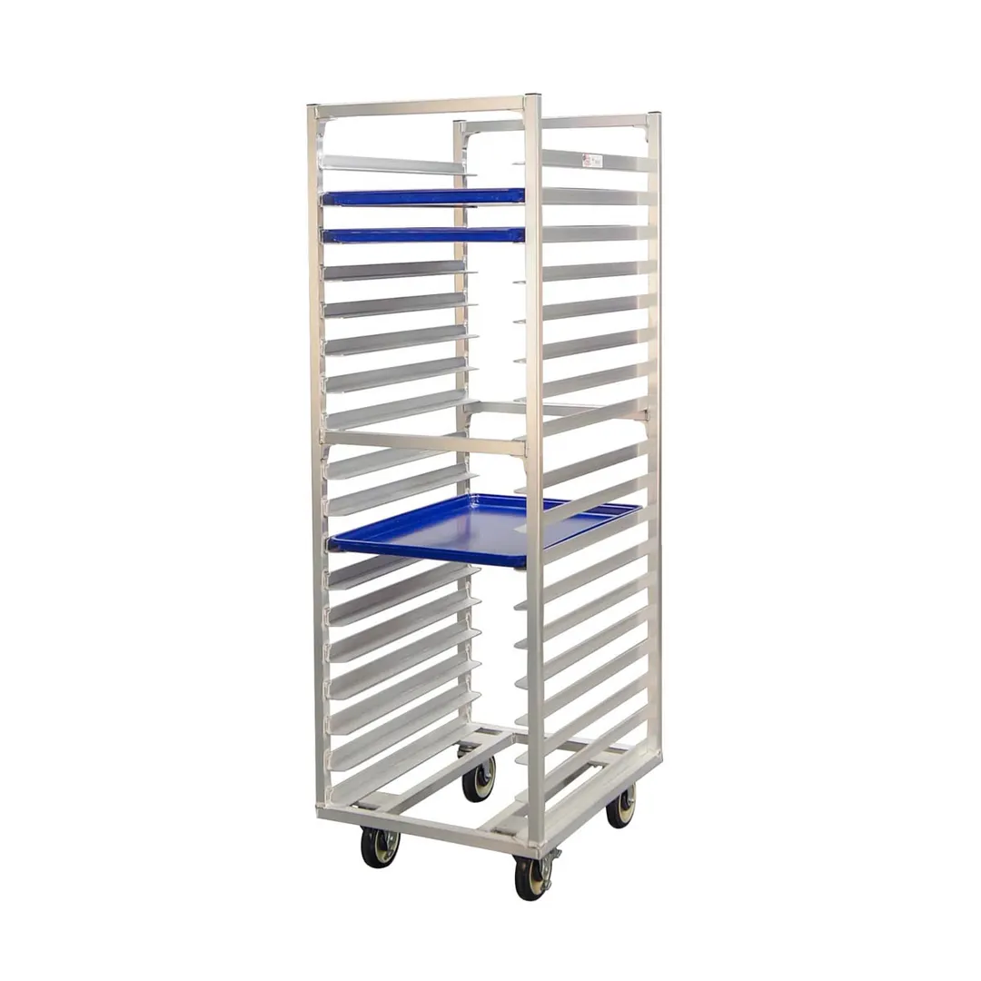 New Age 1338 18 Pan Heavy Duty Aluminum Roll-In Refrigerator/Proofer Rack w/ 3" Bottom Load Slides