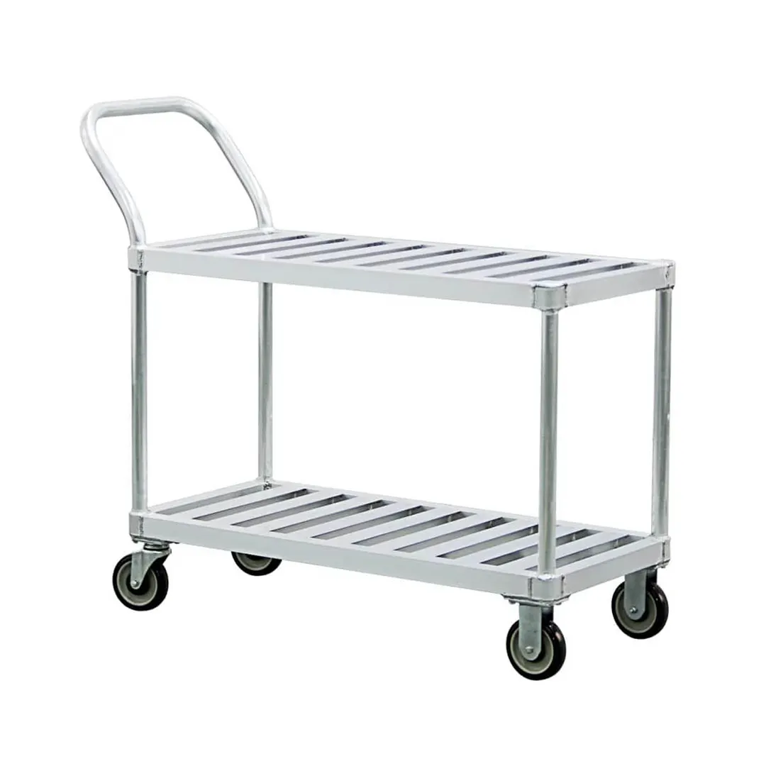 New Age 1420 Aluminum 2 T-Bar Shelves Utility Cart w/ 1000 lb Capacity