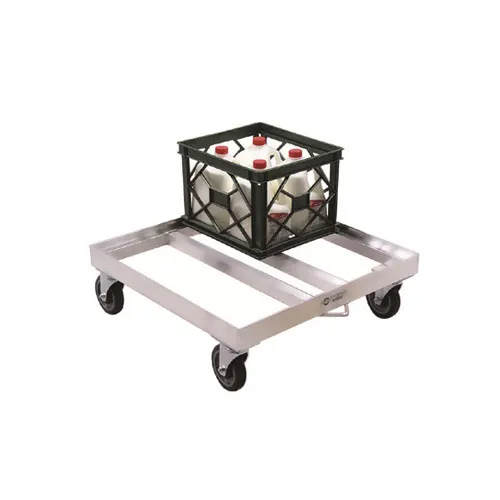 New Age 1622 Milk Crate Dolly, 27"W x 27"D, Aluminum, 4-Stack, 16 Crates, 5" Swivel Casters