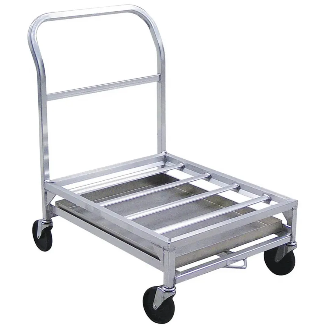 New Age 1631 Aluminum Utility Dolly, 24x36, 500 lbs, NSF, Continuous Push Handle, 16in Deck Height