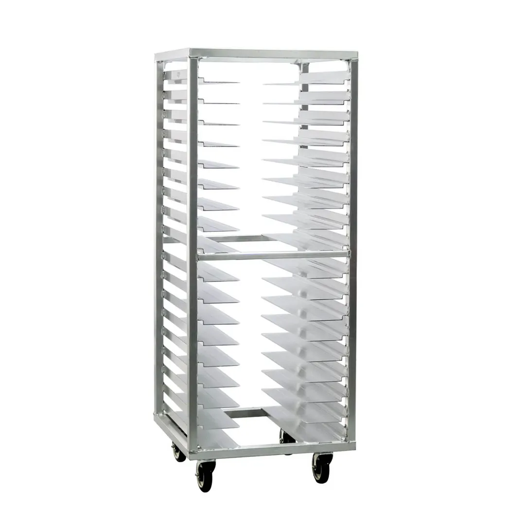 New Age 1637 18 Pan End Load Aluminum Universal Bun / Sheet Pan Rack w/ 3" Bottom Load Slides