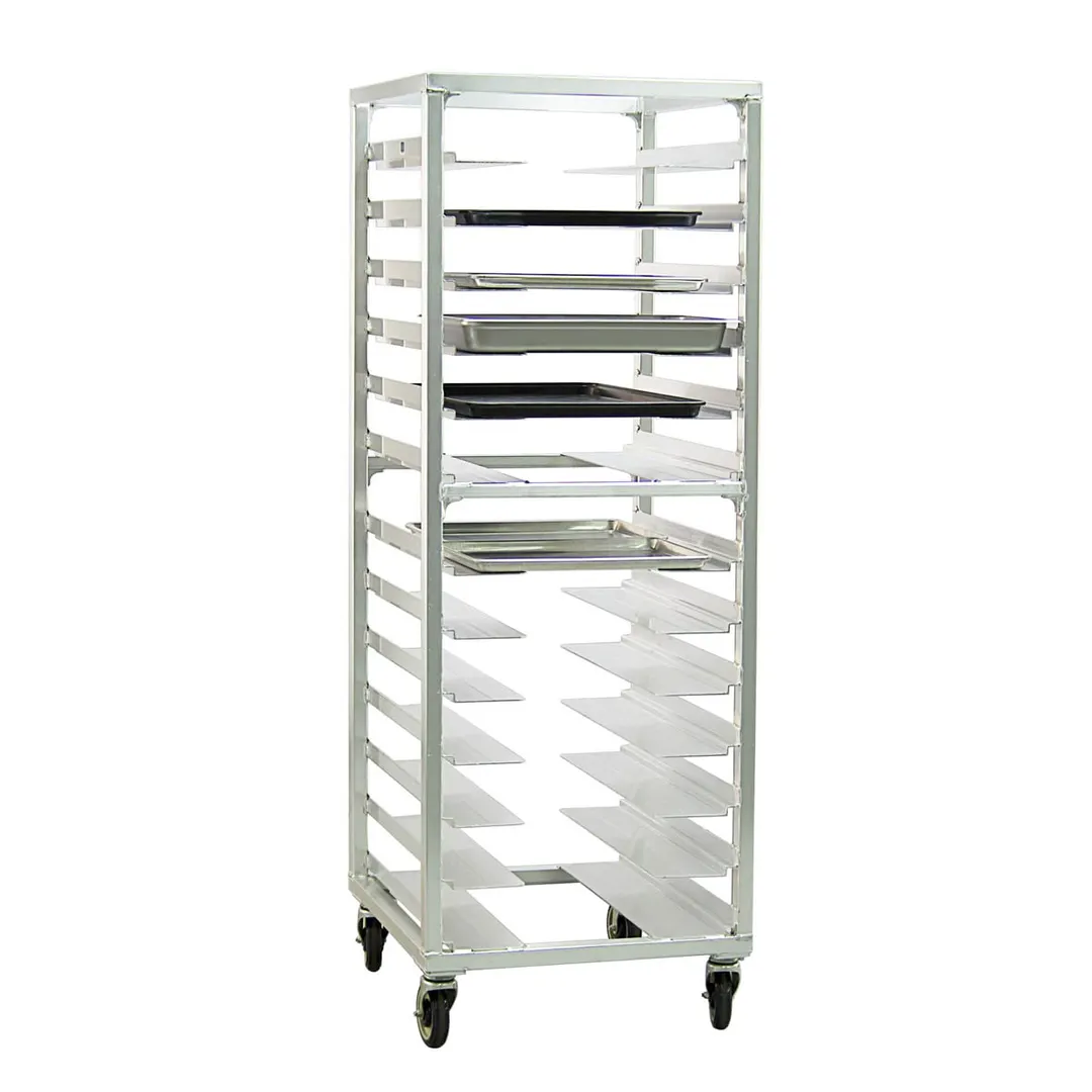 New Age 1640 13 Pan End Load Aluminum Universal Bun / Sheet Pan Rack w/ 4-1/2" Bottom Load Slides