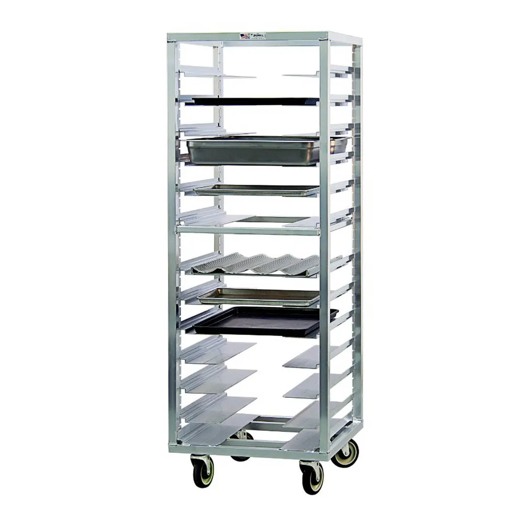 New Age 1655 13 Pan End Load Adjustable Aluminum Bun / Sheet Pan Rack w/ 1-1/2" Bottom Load Slides