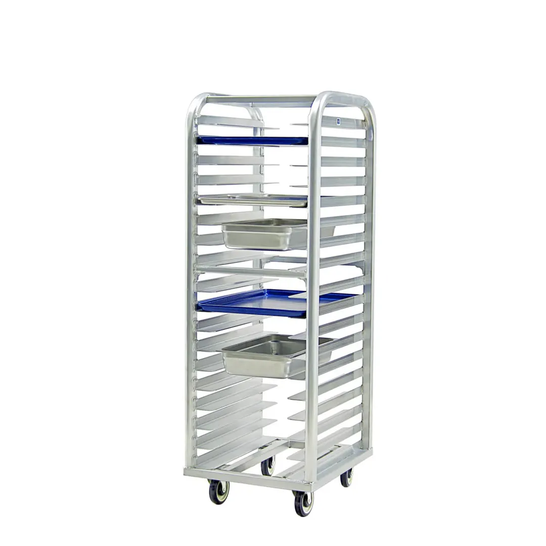 New Age 4338 Lifetime Series 18 Pan End Load Aluminum Roll-In Bun / Sheet Pan Rack