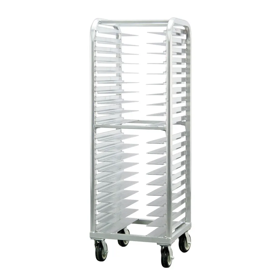 New Age 4642 Lifetime Series 20 Pan End Load Aluminum Bun / Sheet Pan Rack w/ Wide Angle