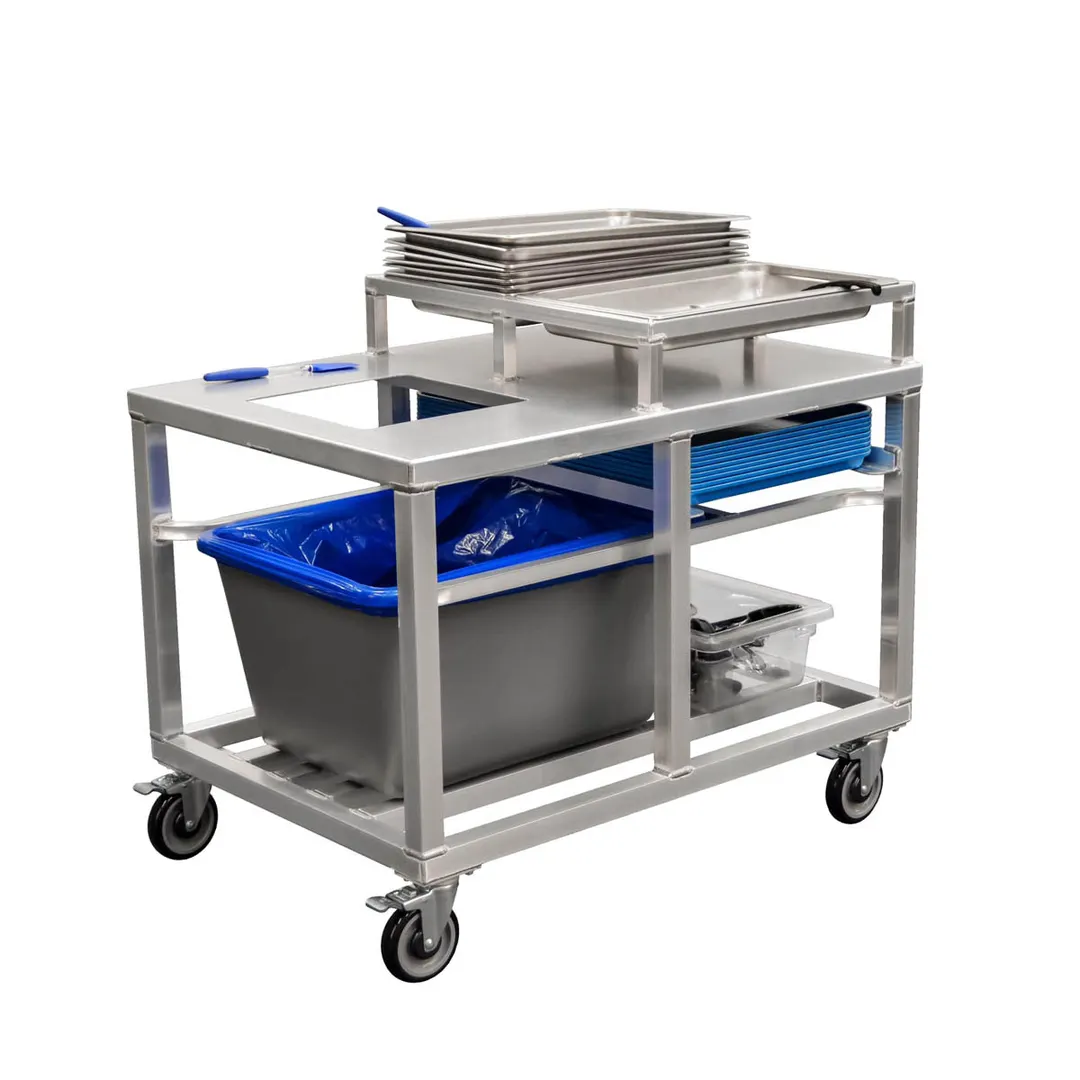 New Age 53757 Aluminum Scrap and Stack Bus Cart with (3) Levels