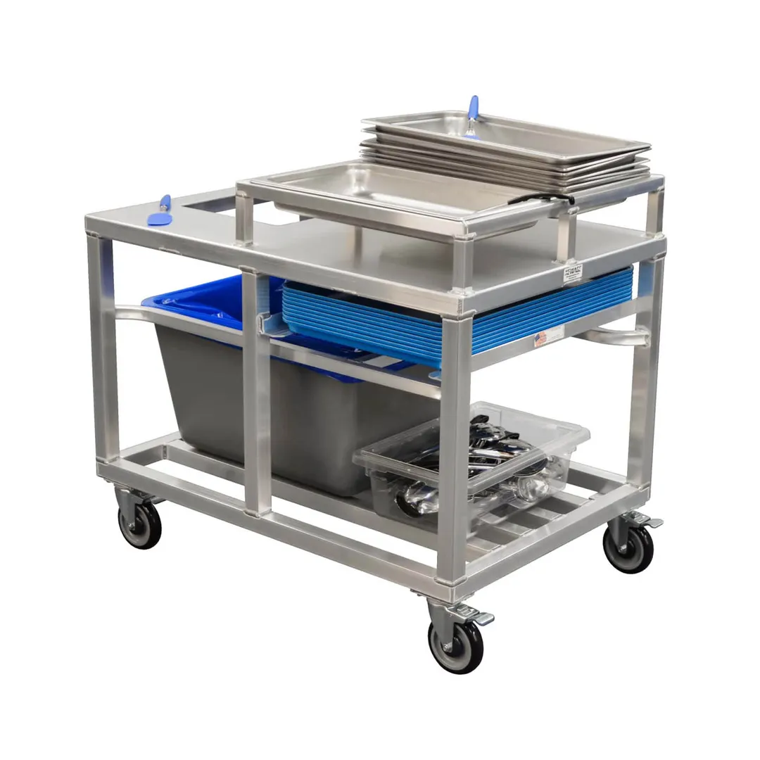 New Age 53757 Aluminum Scrap and Stack Bus Cart with (3) Levels