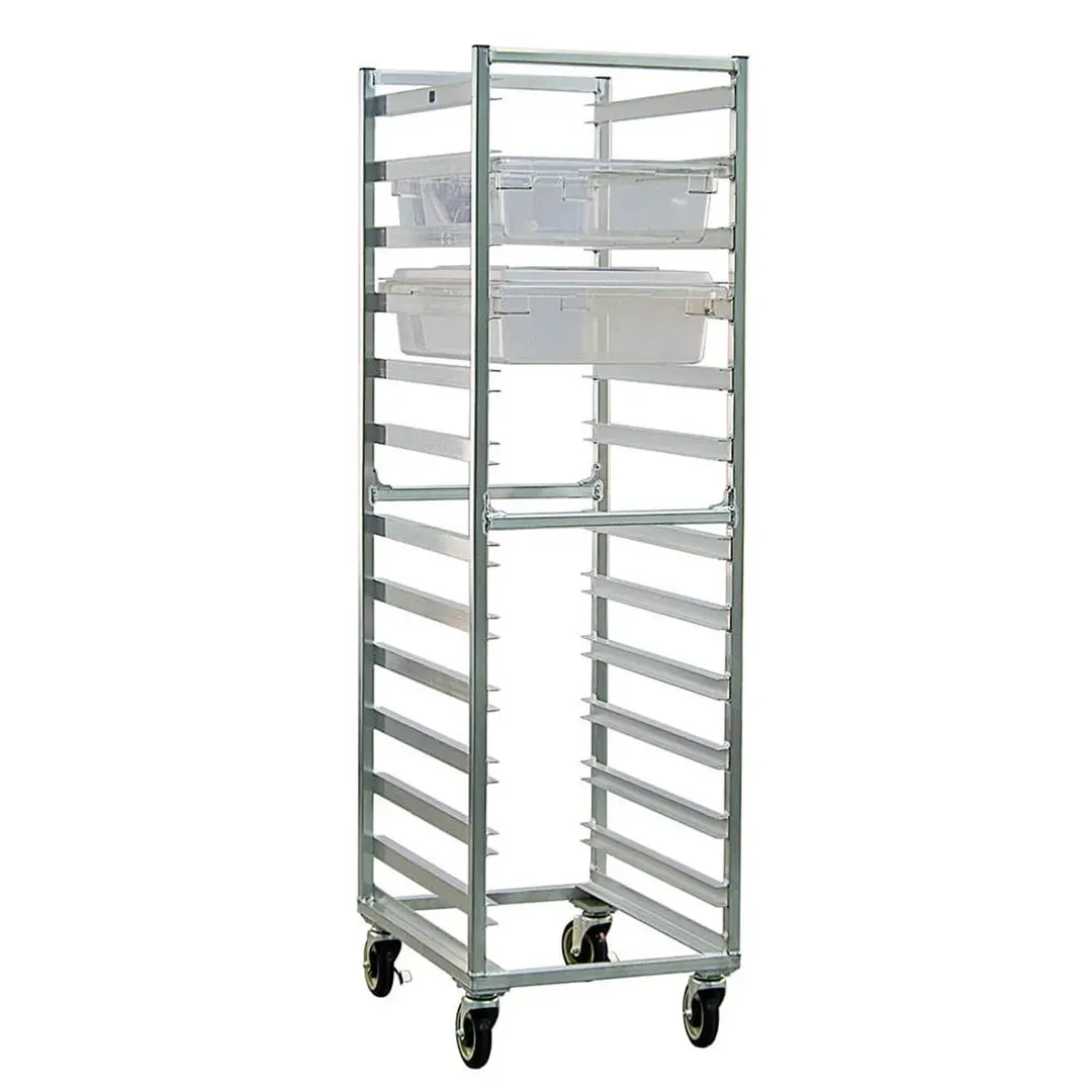 New Age 92052 Mobile End Load Aluminum 12 Pan Poly Box Rack for 18" x 26"