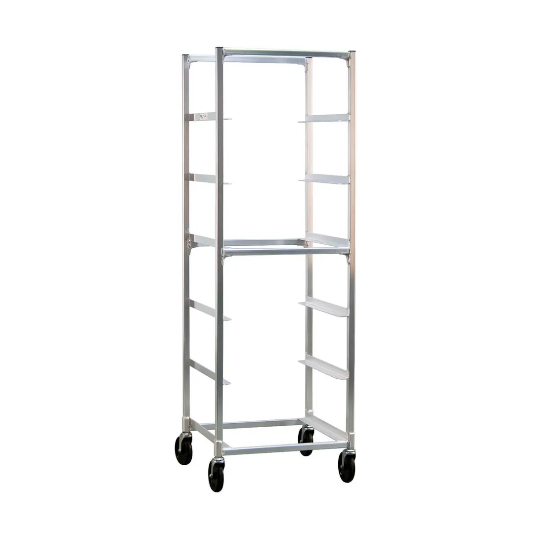 New Age 93037 6 Tray End Load Mobile Aluminum Cup / Glass Rack with 10" Bottom Load Slides