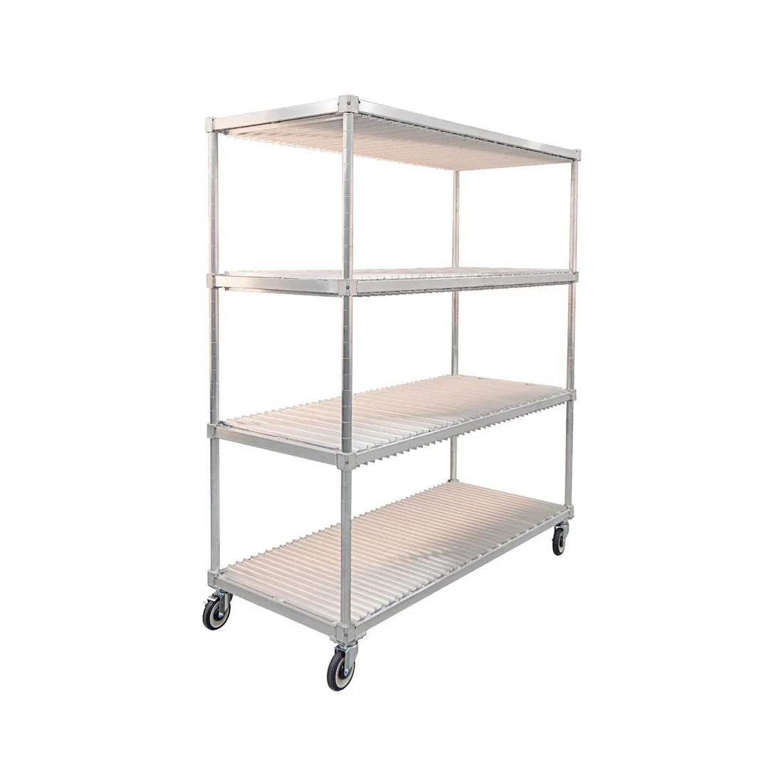 New Age 95333 Mobile Heavy Duty Aluminum Tray Drying Rack with 3 Tray Levels