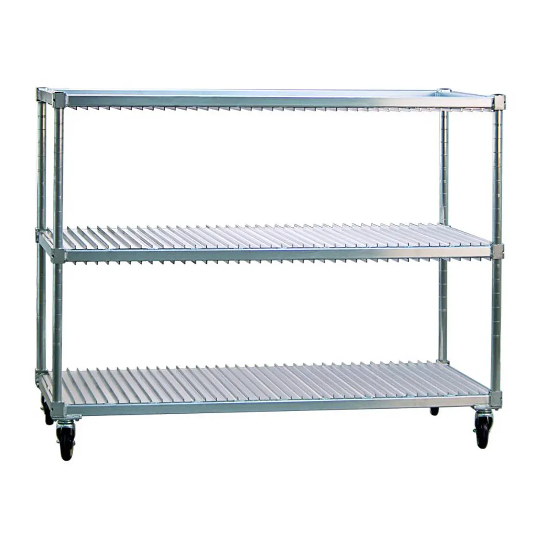 New Age 95413 Mobile Heavy Duty Aluminum Tray Drying Rack with 2 Tray Levels