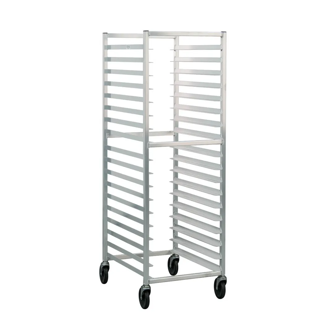 New Age 95864 18 Pan End Load Aluminum Refrigerator/Proofer Pan Rack w/ 3" Bottom Load Slides
