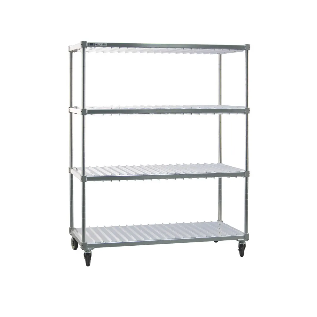 New Age 96087 Mobile Heavy Duty Aluminum Tray Drying Rack with 3 Tray Levels