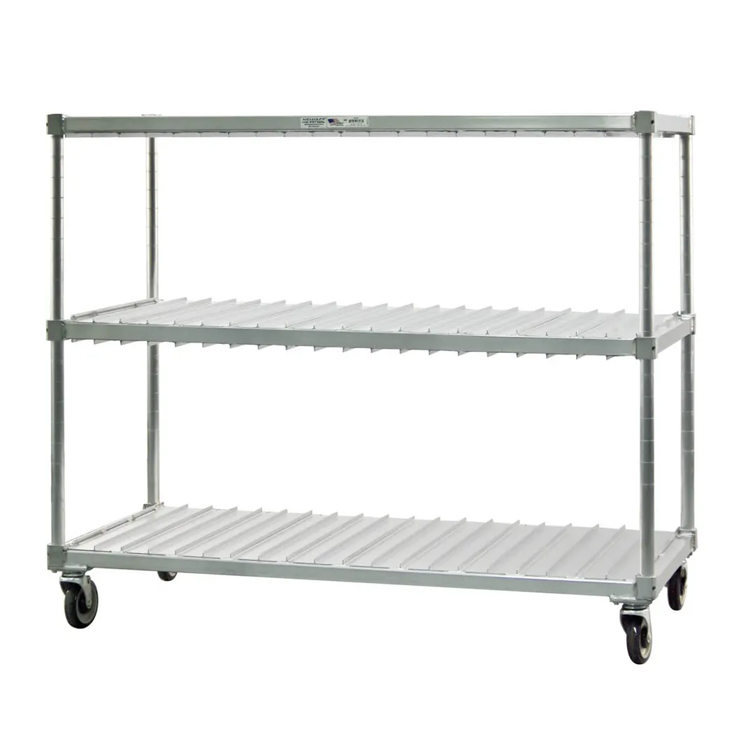 New Age 96090 Mobile Heavy Duty Aluminum Tray Drying Rack with 2 Tray Levels