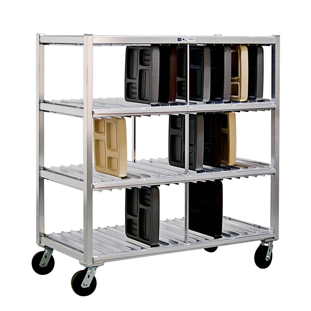 New Age 96704 Mobile Aluminum Tray Drying Rack with 120 Tray Capacity and 3 Tray Levels