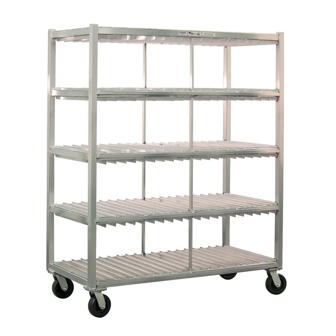 New Age 96705 Mobile Aluminum Tray Drying Rack with 160 Tray Capacity and 4 Tray Levels