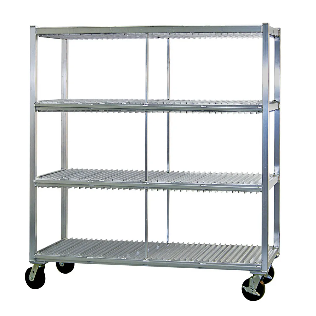 New Age 96708 Mobile Aluminum Tray Drying Rack with 240 Tray Capacity and 3 Tray Levels