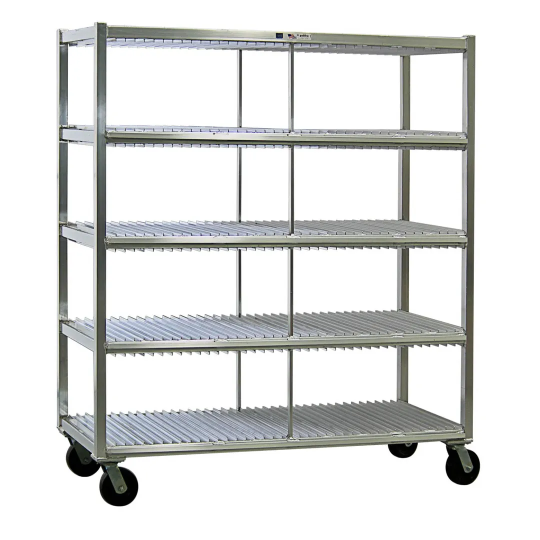 New Age 96709 Mobile Aluminum Tray Drying Rack with 320 Tray Capacity and 4 Tray Levels