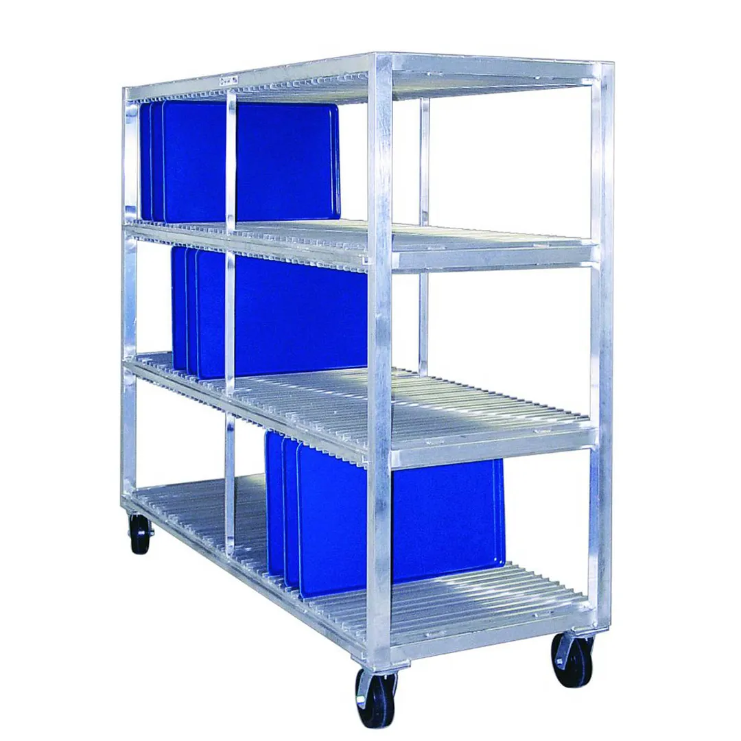 New Age 96710 Mobile Aluminum Tray Drying Rack with 288 Tray Capacity and 3 Tray Levels