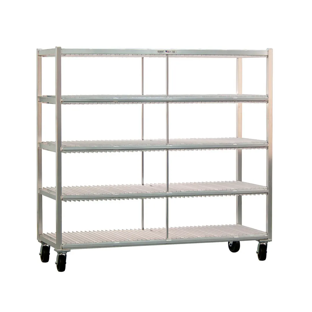 New Age 96711 Mobile Aluminum Tray Drying Rack with 384 Tray Capacity and 4 Tray Levels
