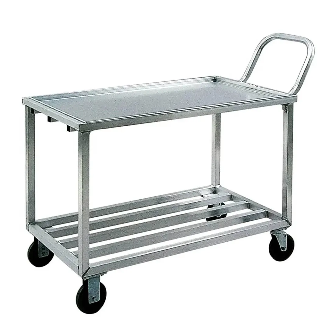 New Age 97126 Standard Aluminum 2 Shelf Wet Produce Cart w/ 700 lbs. Capacity