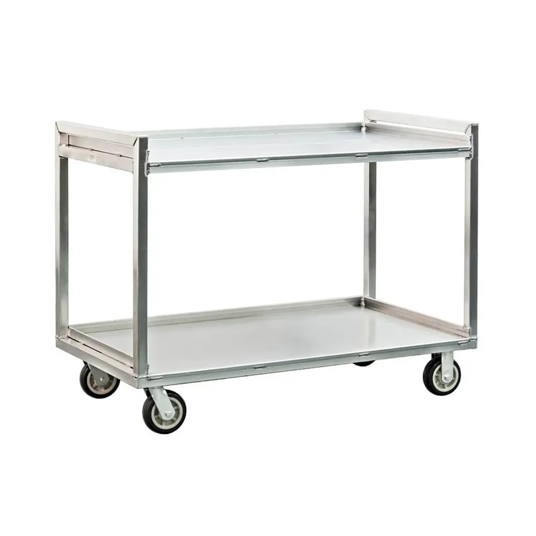 New Age 97177 Aluminum 2-Shelf Correctional Utility Cart w/ 1500 lbs. Capacity