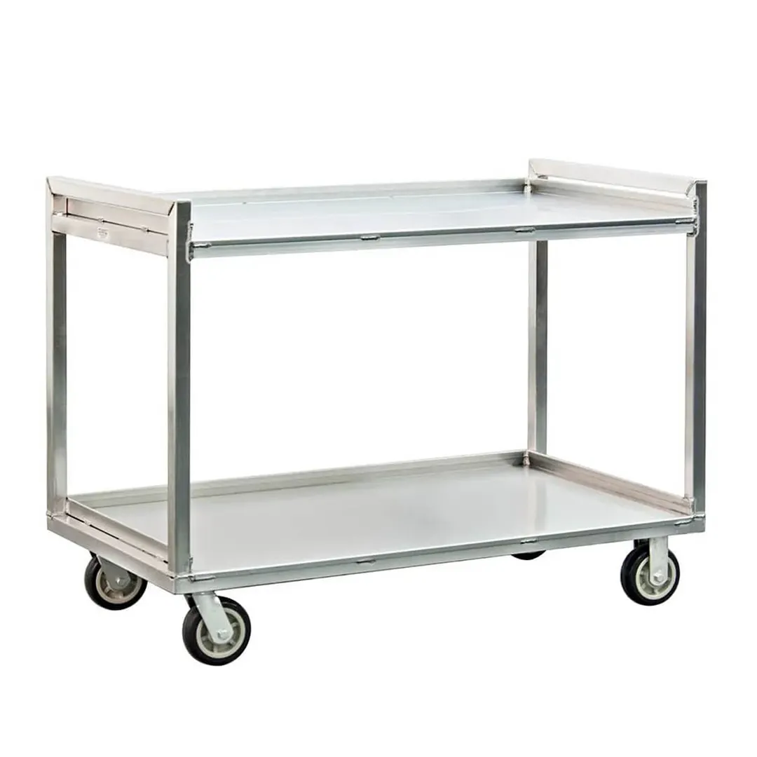 New Age 97180 Aluminum 2-Shelf Correctional Utility Cart w/ 1500 lbs. Capacity
