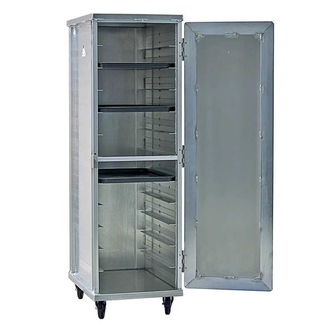 New Age 97243 12 Pan Full Height Aluminum End Load Mobile Bun / Food Pan Enclosed Cabinet