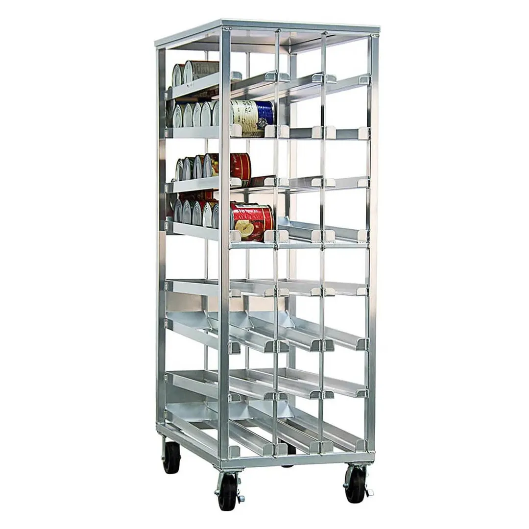 New Age 97294CK Aluminum Mobile First in First Out Can Rack with 156 #10 Cans Capacity