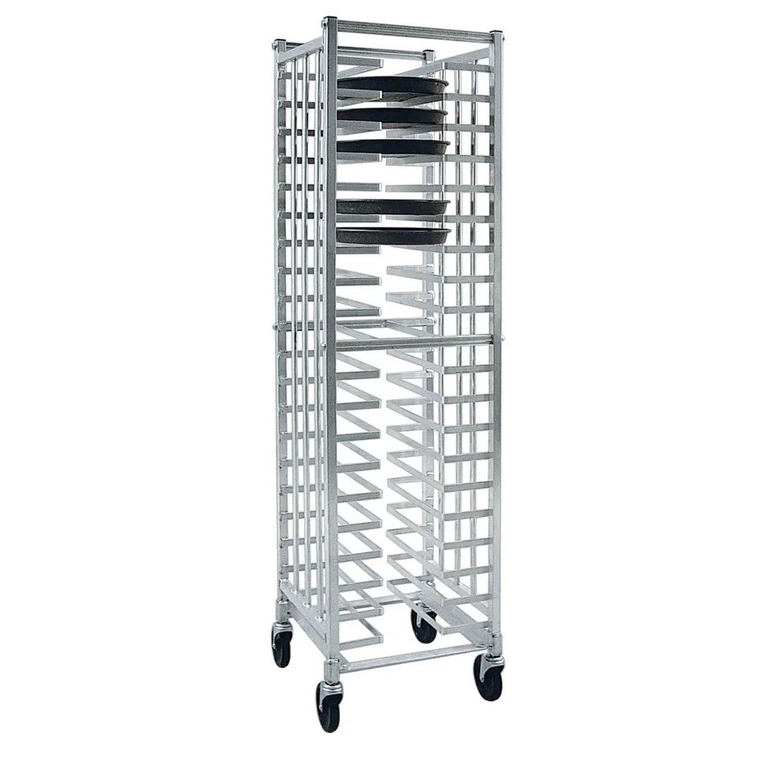 New Age 97720 20 Slot Aluminum Mobile Universal Pizza Pan Rack for 12"-16" Pans