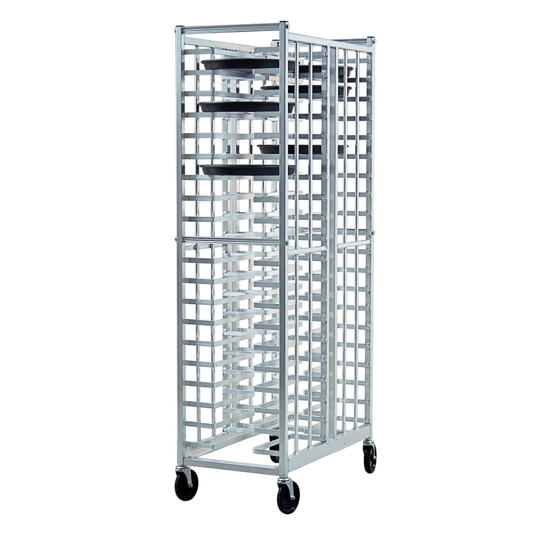 New Age 97721 40 Slot Aluminum Mobile Universal Pizza Pan Rack for 12"-16" Pans