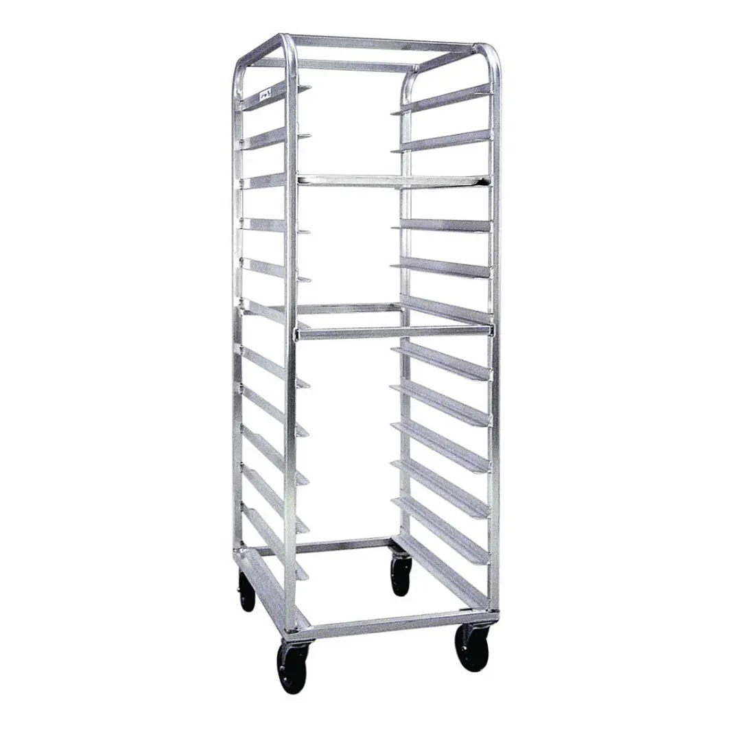 New Age 97744 24 Tray Full Height End Load Aluminum Mobile Transport / Retrieval Rack