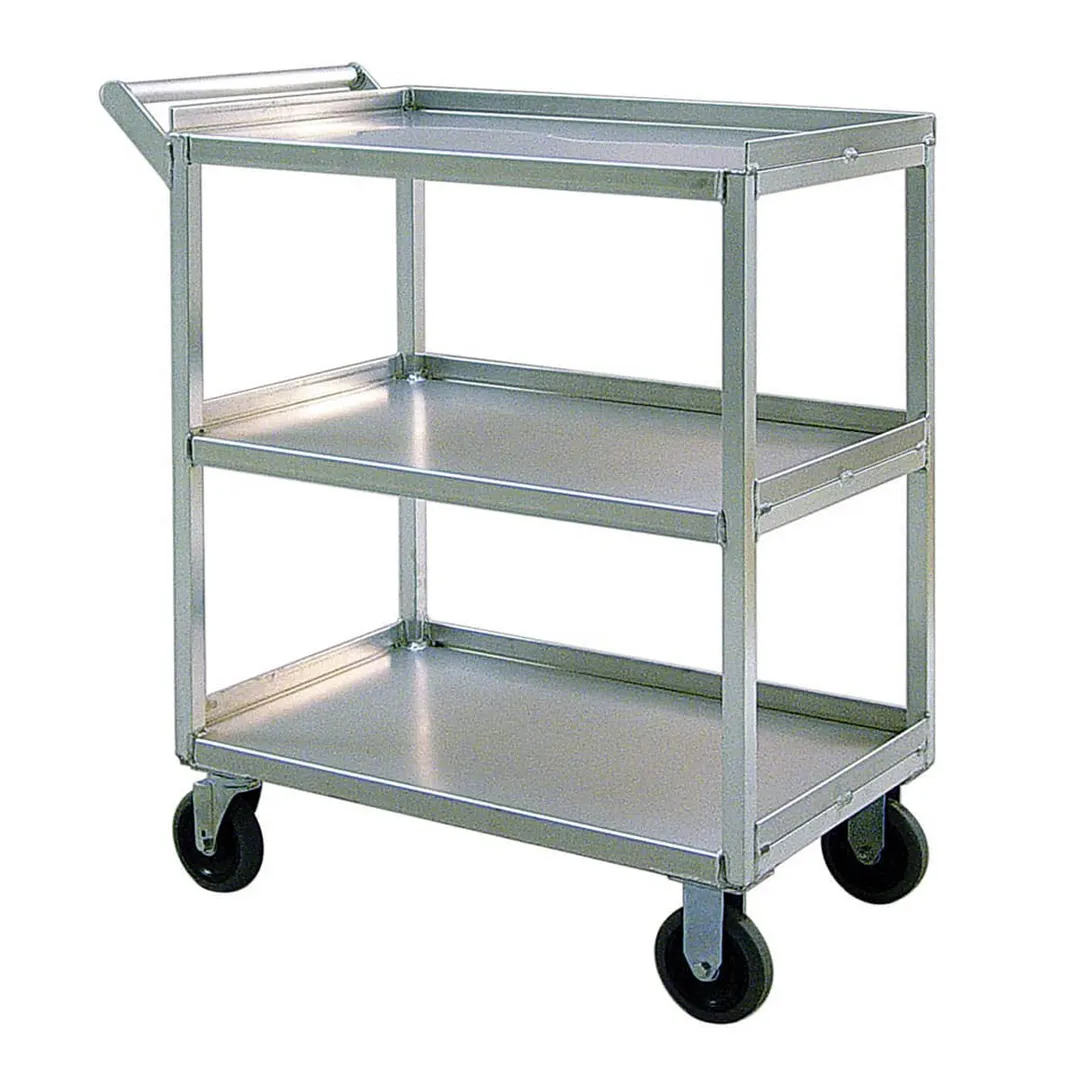 New Age 97769 Aluminum 3-Shelf Correctional Utility Cart w/ 550 lbs. Capacity