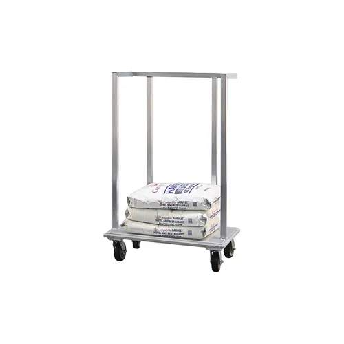 New Age 98718 Aluminum Flour Sack Dolly, 38"W x 57-3/8"H, 1000 lbs, Solid Base, 4 Casters