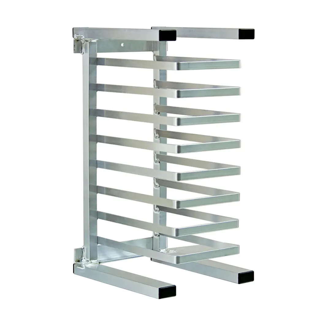New Age 99970 8 Slot Aluminum Mobile Universal Pizza Pan Rack for 10"-18" Pans