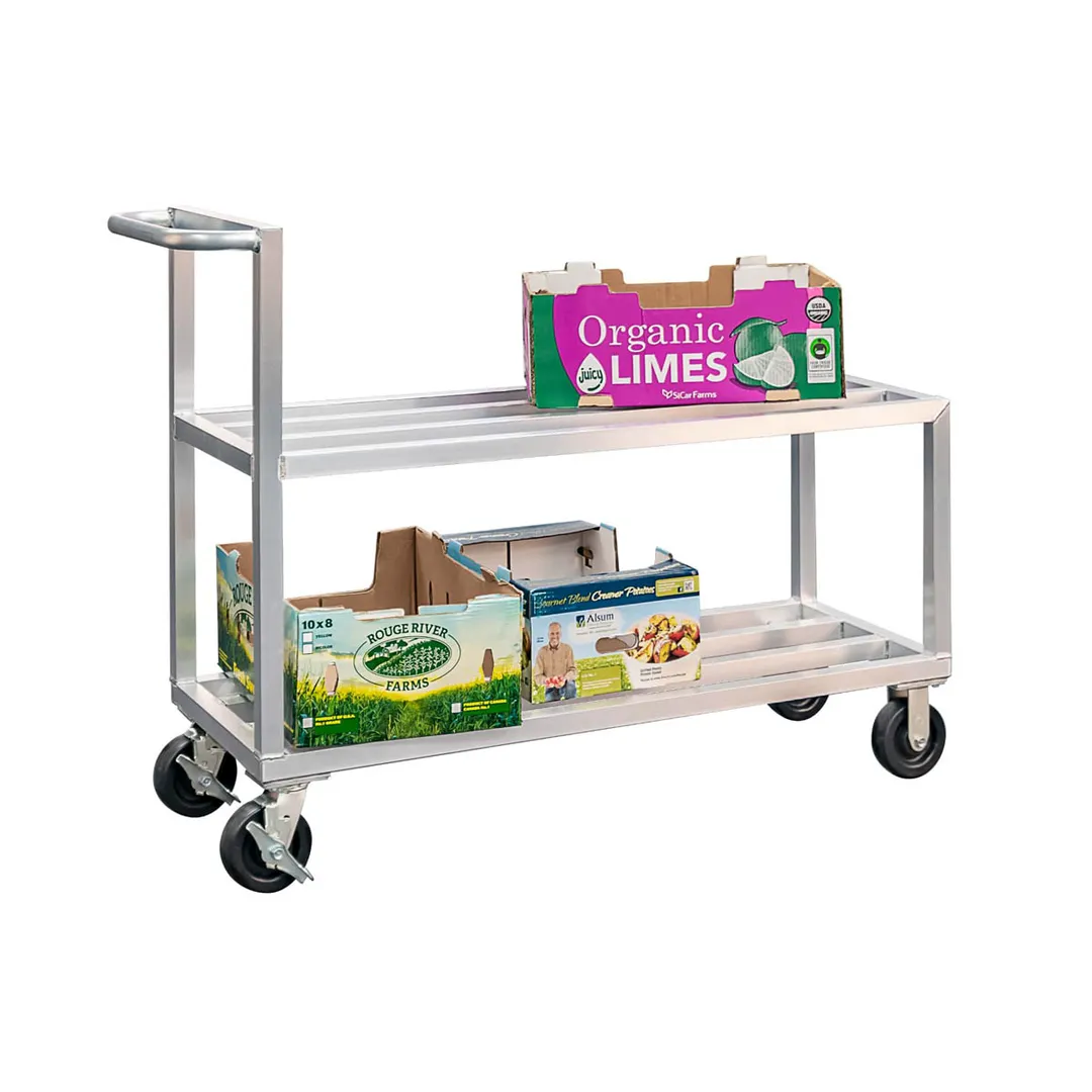 New Age NS557 2-Tier Aluminum Flat Shelf Truck, 3000 lbs, NSF Approved, Welded Construction