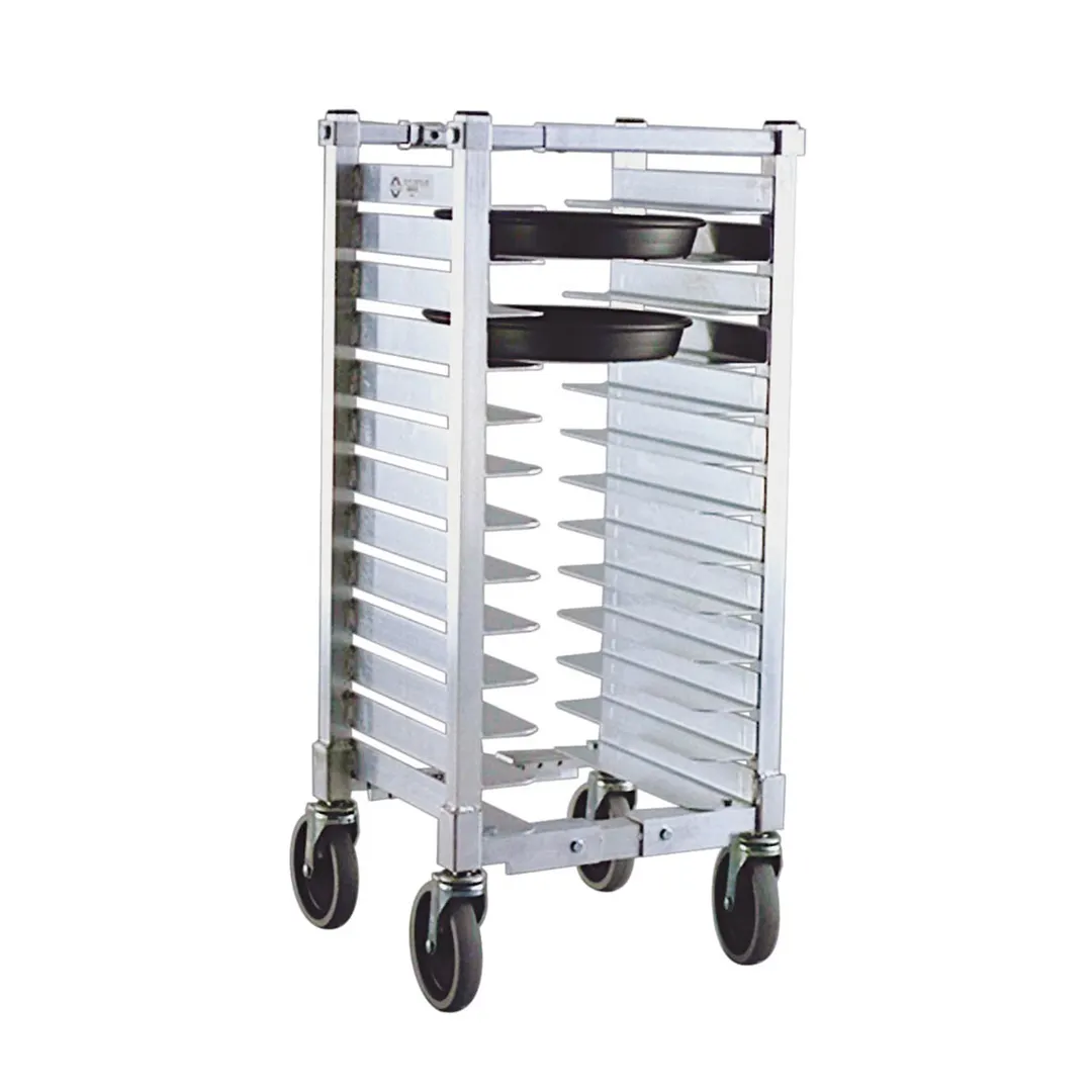 New Age NS590A 13 Slot Aluminum Mobile Universal Pizza Pan Rack for 10"-16" Pans