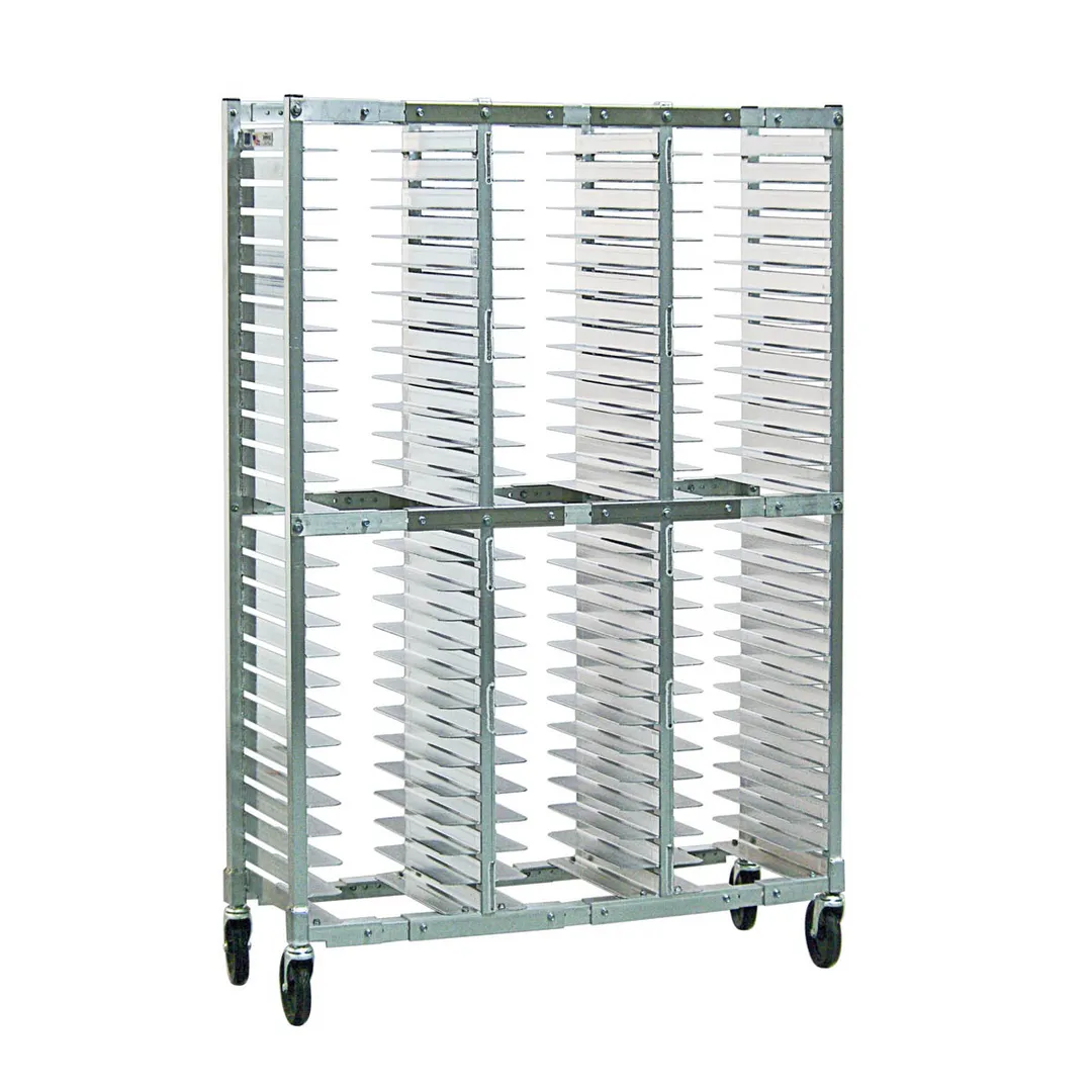 New Age NS596A 13 Slot Aluminum Mobile Universal Pizza Pan Rack for 10"-16" Pans