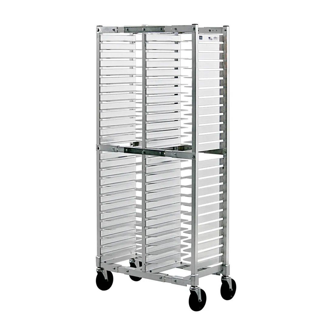 New Age NS603A 52 Slot Aluminum Mobile Universal Pizza Pan Rack for 10"-16" Pans
