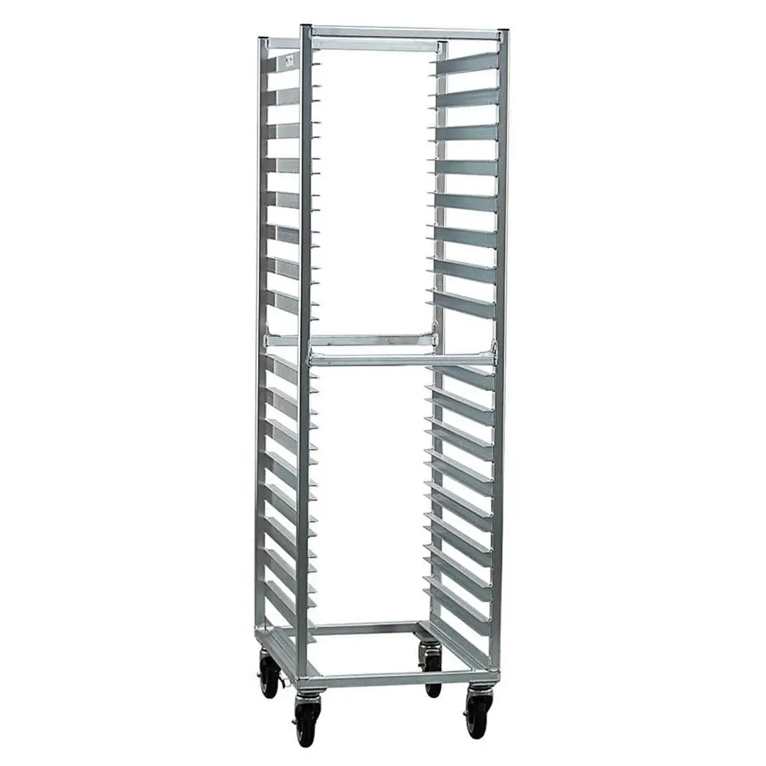 New Age NS648 Mobile End Load Aluminum 16 Pan Poly Box Rack for 18" x 26"