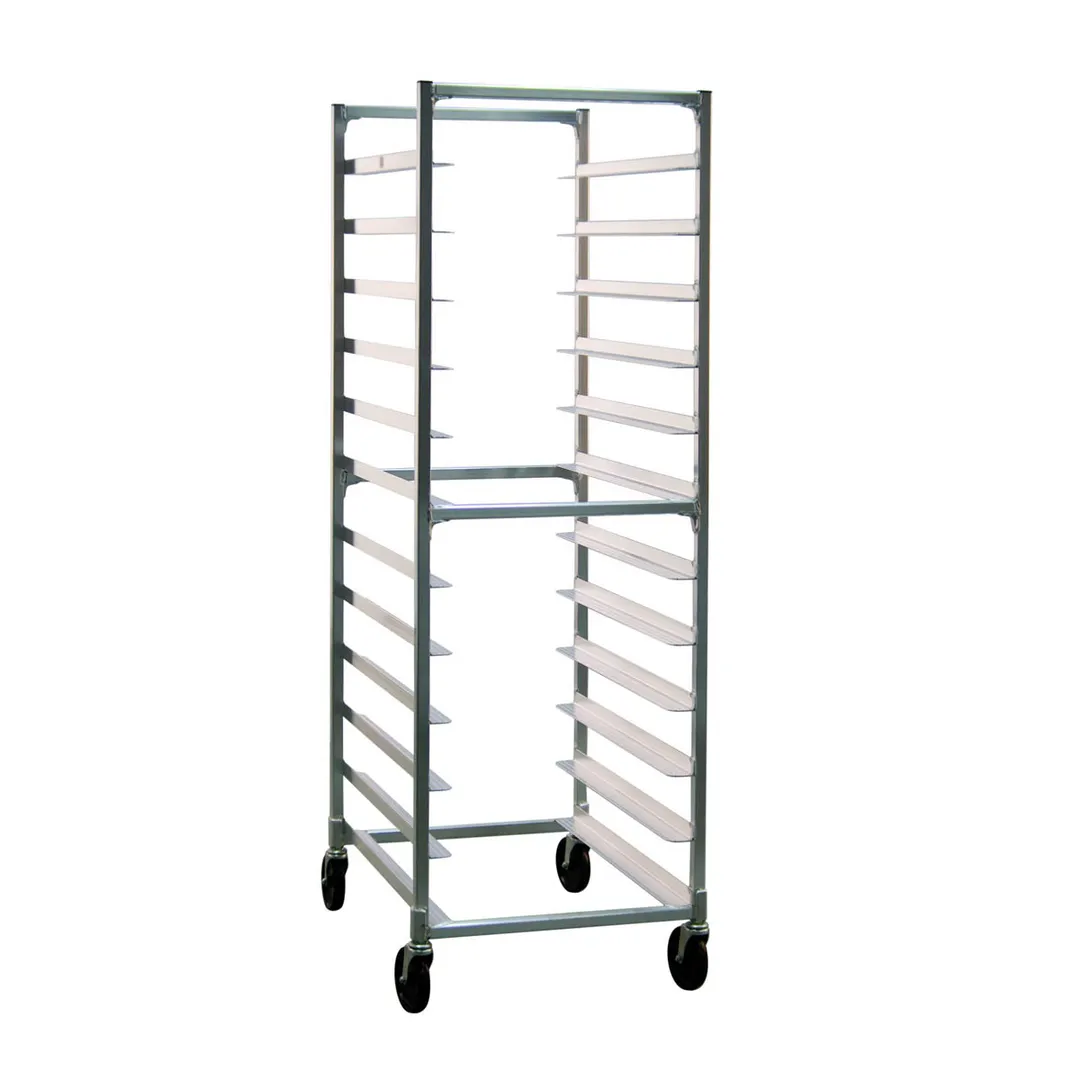 New Age NS833 24 Tray Full Height Side Load Aluminum Mobile Tray Rack for 15" x 20" Trays